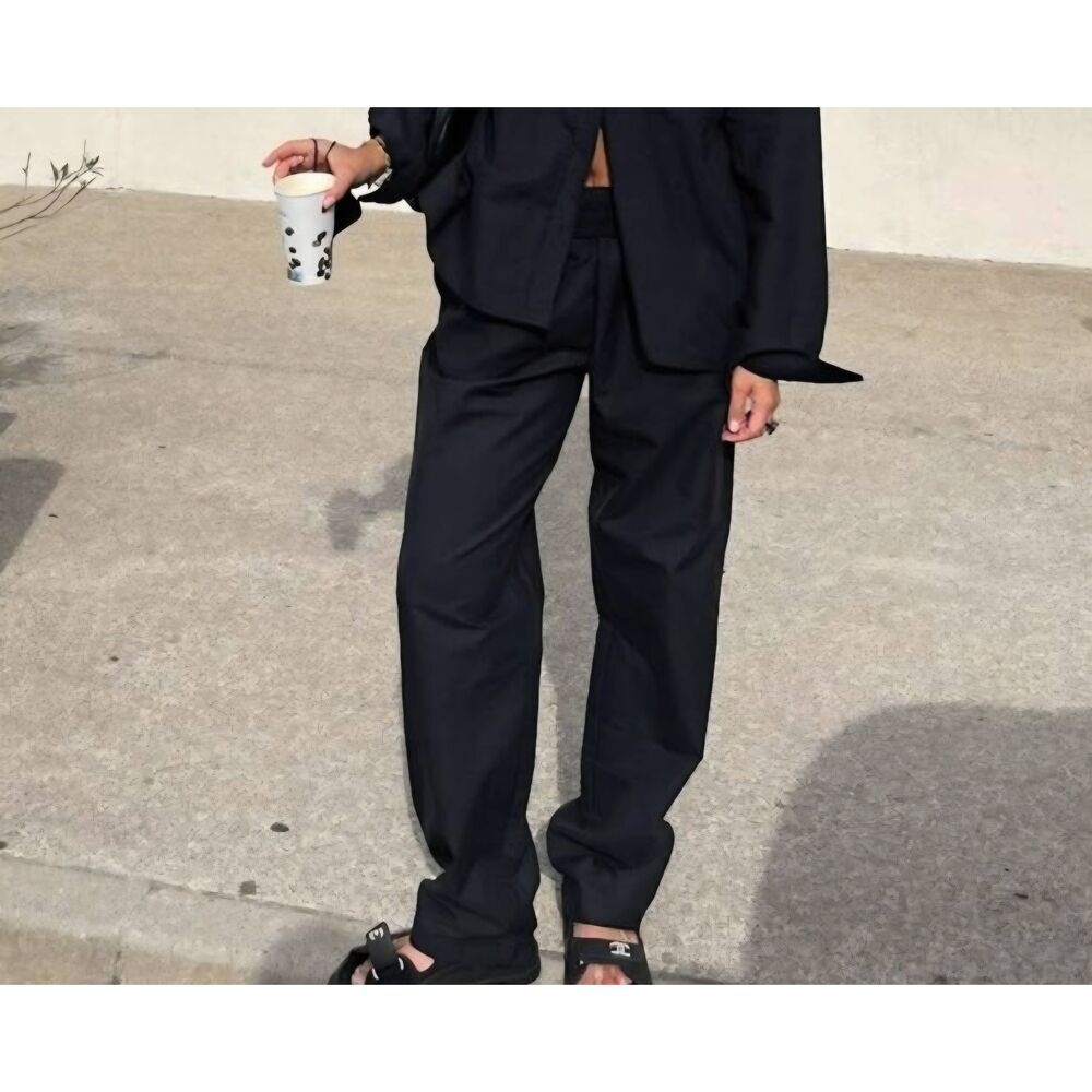 Djerf Avenue Breezy Pants Black Straight Leg Pull On Sz XL